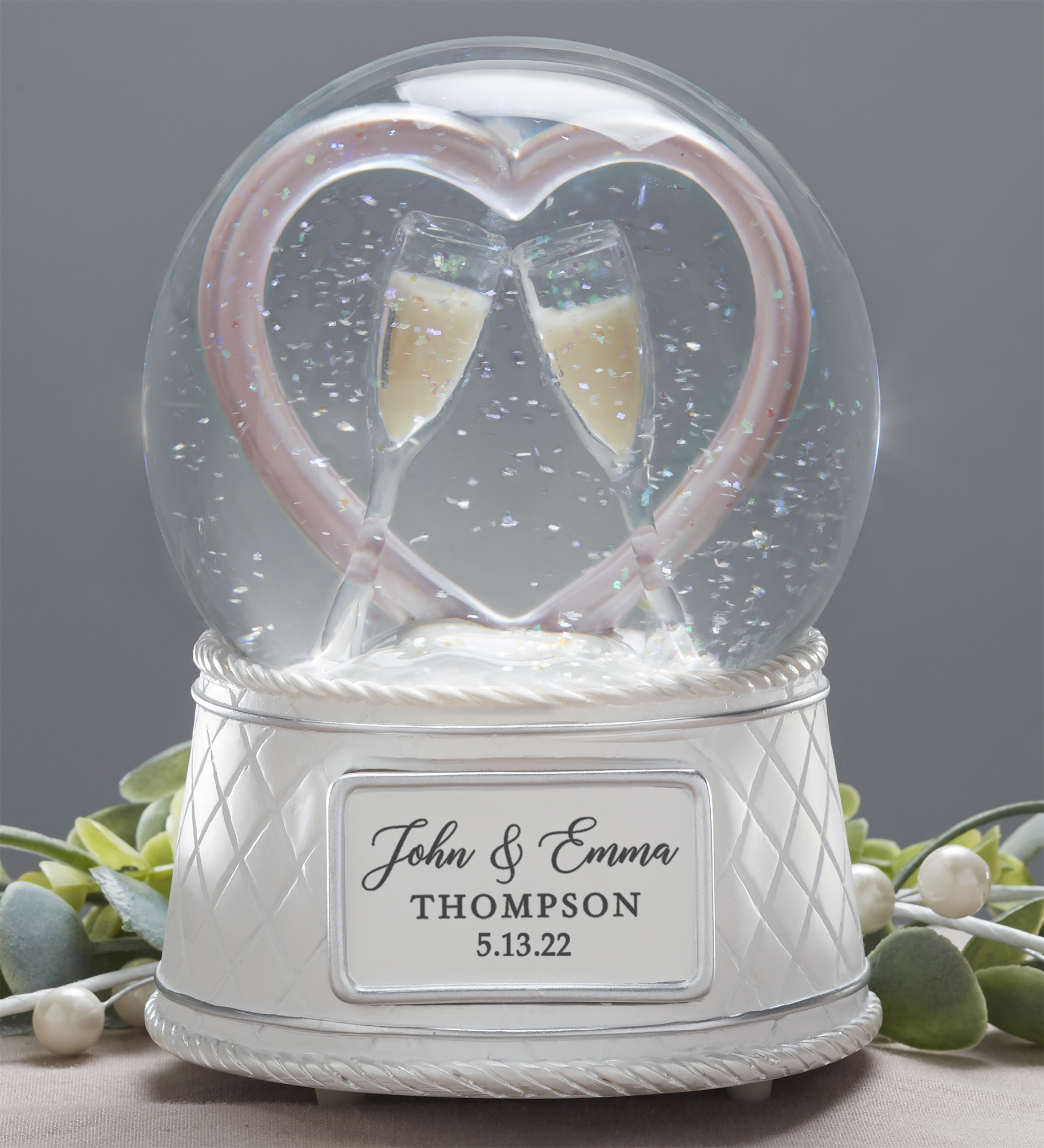 Wedding Personalized Musical & Light Up Snow Globe 